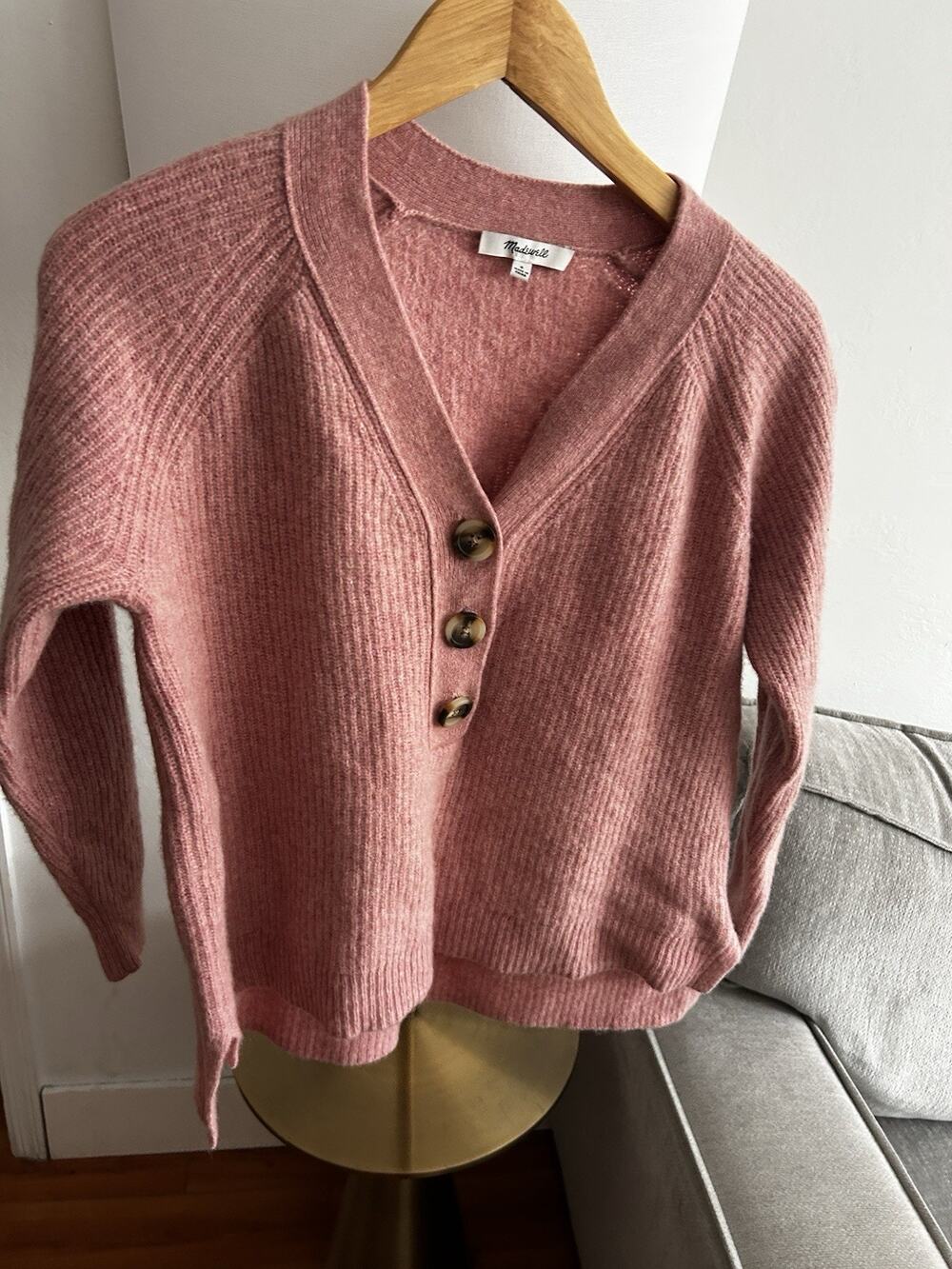 Madewelll Pink Merino Wool Blend Sweater Size M Fall Cozy Preppy